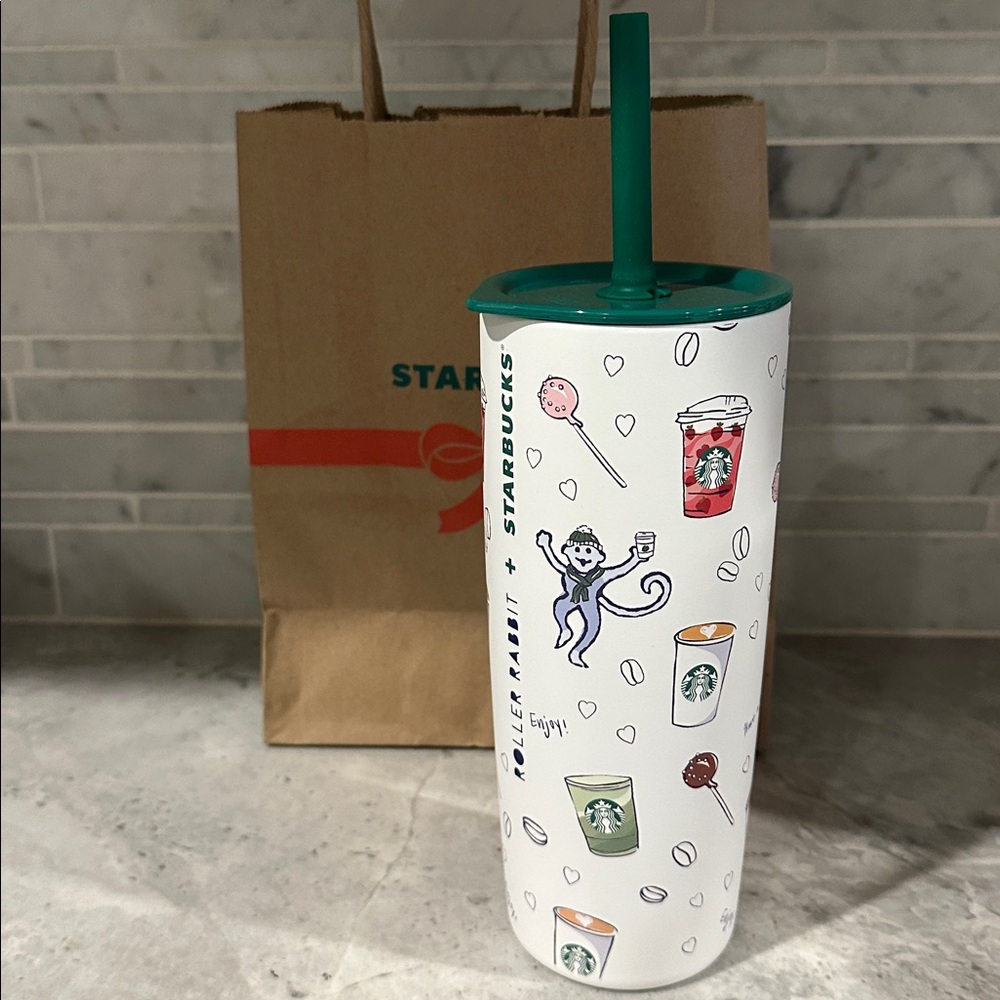 Limited Release! New! Starbucks Roller Rabbit Tumbler with Green Lid